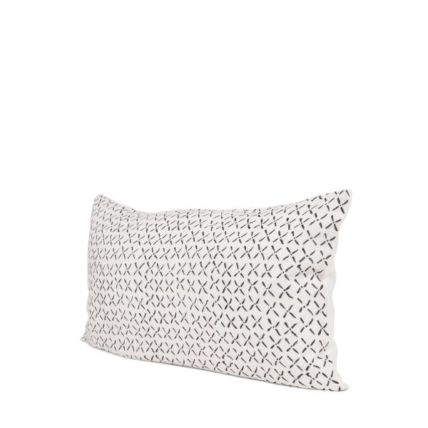 Jayden Cream w Black Print Linen Lumbar Decorative Pillow Cover