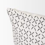 Jayden Cream w/ Black Print Linen Lumbar Decorative Pillow Cover