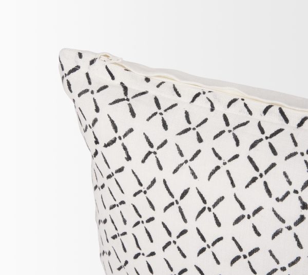 Jayden Cream w Black Print Linen Lumbar Decorative Pillow Cover 7