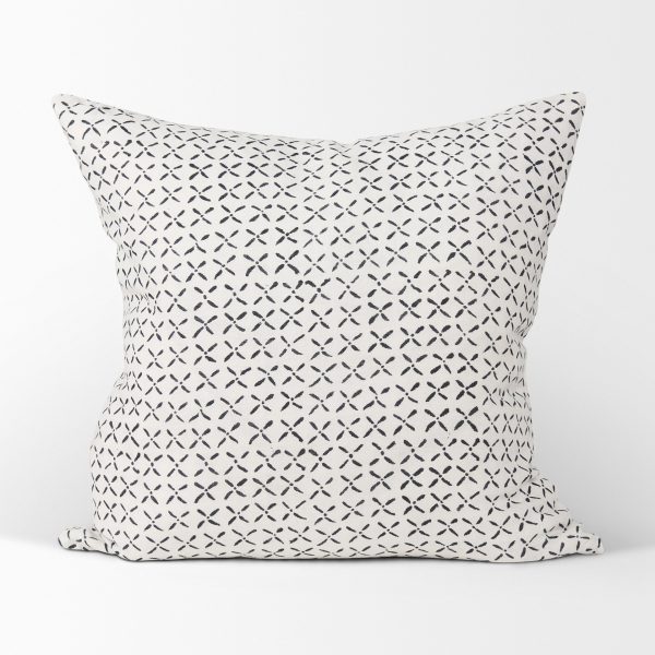 Jayden Cream w Black Print Linen Square Decorative Pillow Cover 3