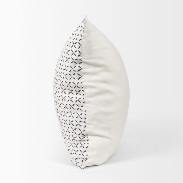 Jayden Cream w Black Print Linen Square Decorative Pillow Cover 4