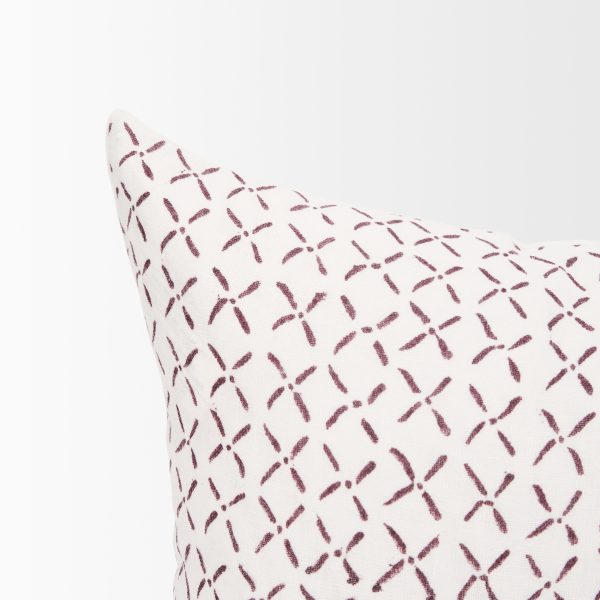 Jayden Cream w Merlot Print Linen Lumbar Decorative Pillow Cover 5
