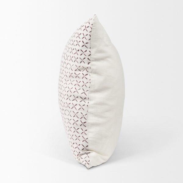 Jayden Cream w Merlot Print Linen Square Decorative Pillow Cover 3