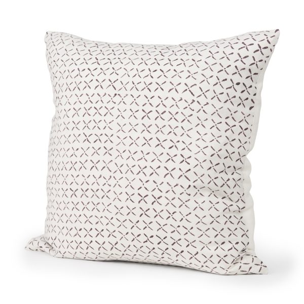 Jayden Cream w Merlot Print Linen Square Decorative Pillow Cover