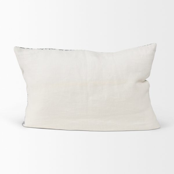 Jayne Cream w Indigo Print Linen Lumbar Decorative Pillow Cover 4