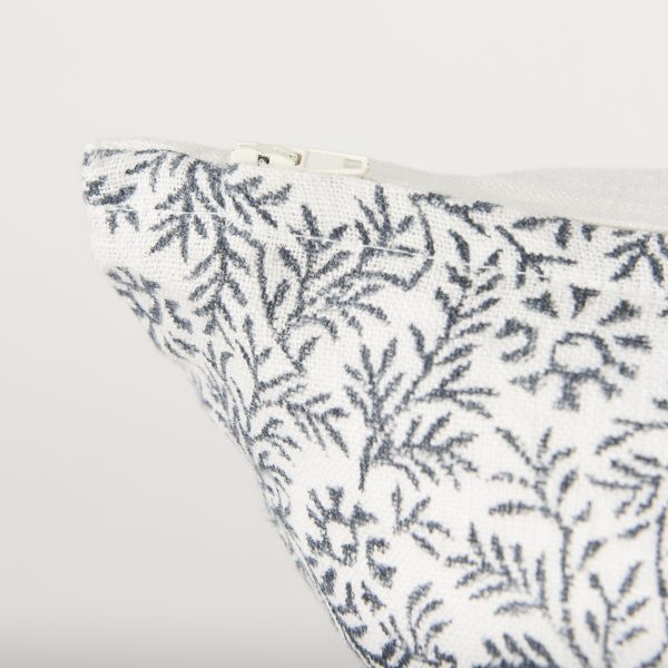 Jayne Cream w Indigo Print Linen Lumbar Decorative Pillow Cover 7