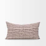 Jenna Beige w/ Merlot Print Linen Lumbar Decorative Pillow Cover