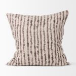 Jenna Beige w/ Merlot Print Linen Square Decorative Pillow Cover