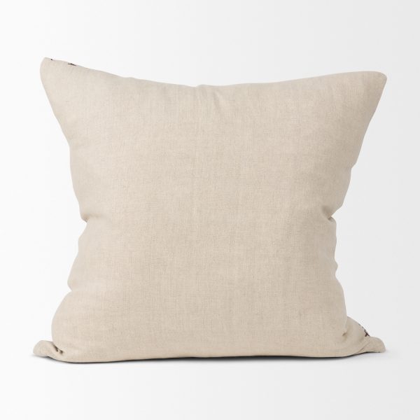 Jenna Beige w Merlot Print Linen Square Decorative Pillow Cover 4