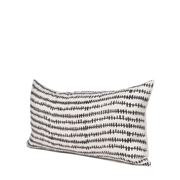Jenna Cream w Black Print Linen Lumbar Decorative Pillow Cover