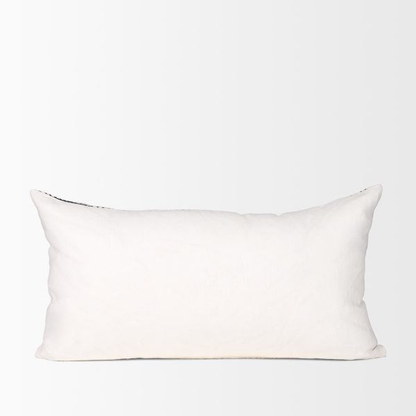 Jenna Cream w Black Print Linen Lumbar Decorative Pillow Cover 7