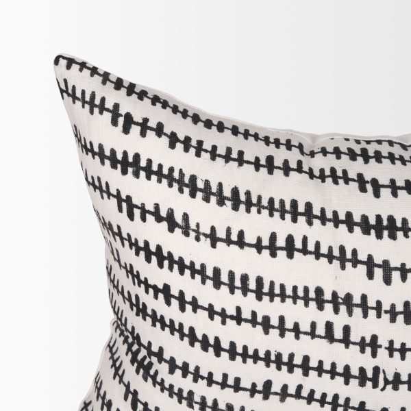 Jenna Cream w Black Print Linen Lumbar Decorative Pillow Cover 8