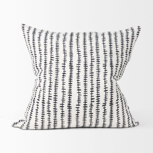 Jenna Cream w Black Print Linen Square Decorative Pillow Cover 4