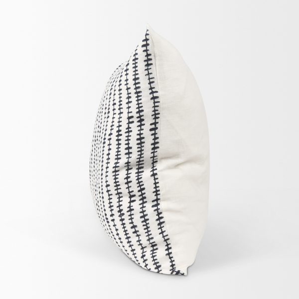 Jenna Cream w Black Print Linen Square Decorative Pillow Cover 5
