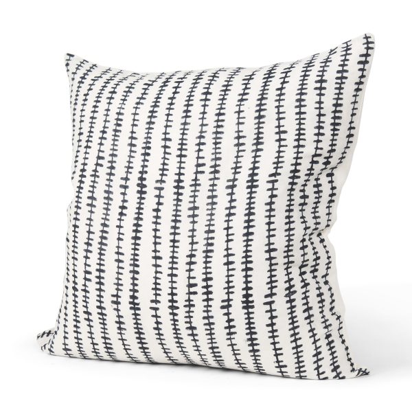 Jenna Cream w Black Print Linen Square Decorative Pillow Cover