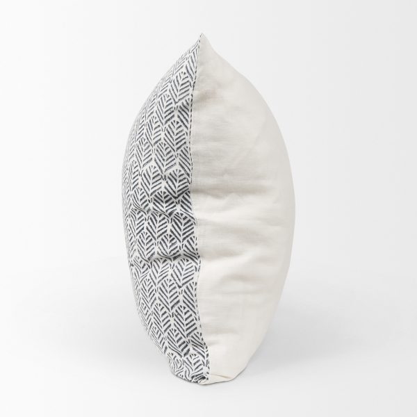 Jennelle Cream w Indigo Print Linen Square Decorative Pillow Cover 3
