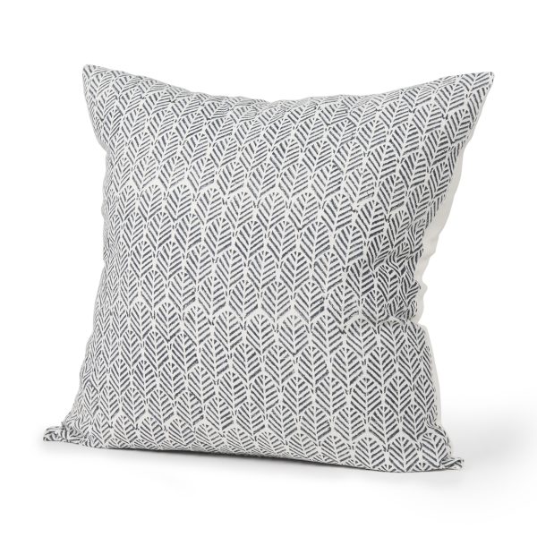 Jennelle Cream w Indigo Print Linen Square Decorative Pillow Cover