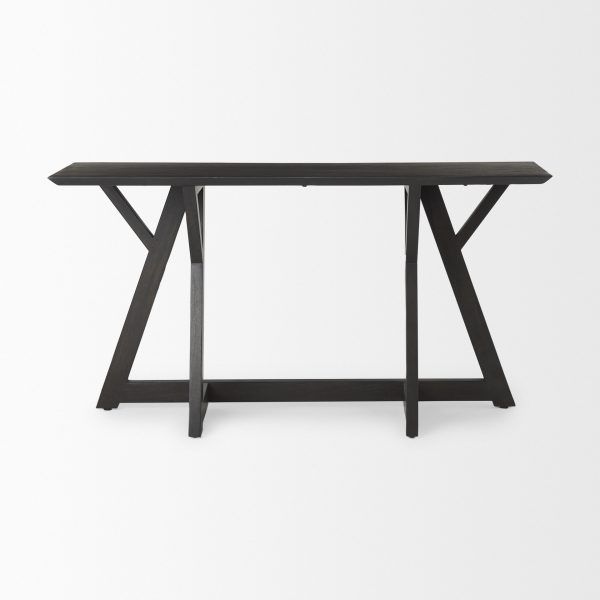 Jennings 54.0L x 16.0W x 29.5H Dark Brown Wood Console Table 2