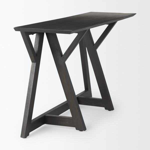Jennings 54.0L x 16.0W x 29.5H Dark Brown Wood Console Table 5