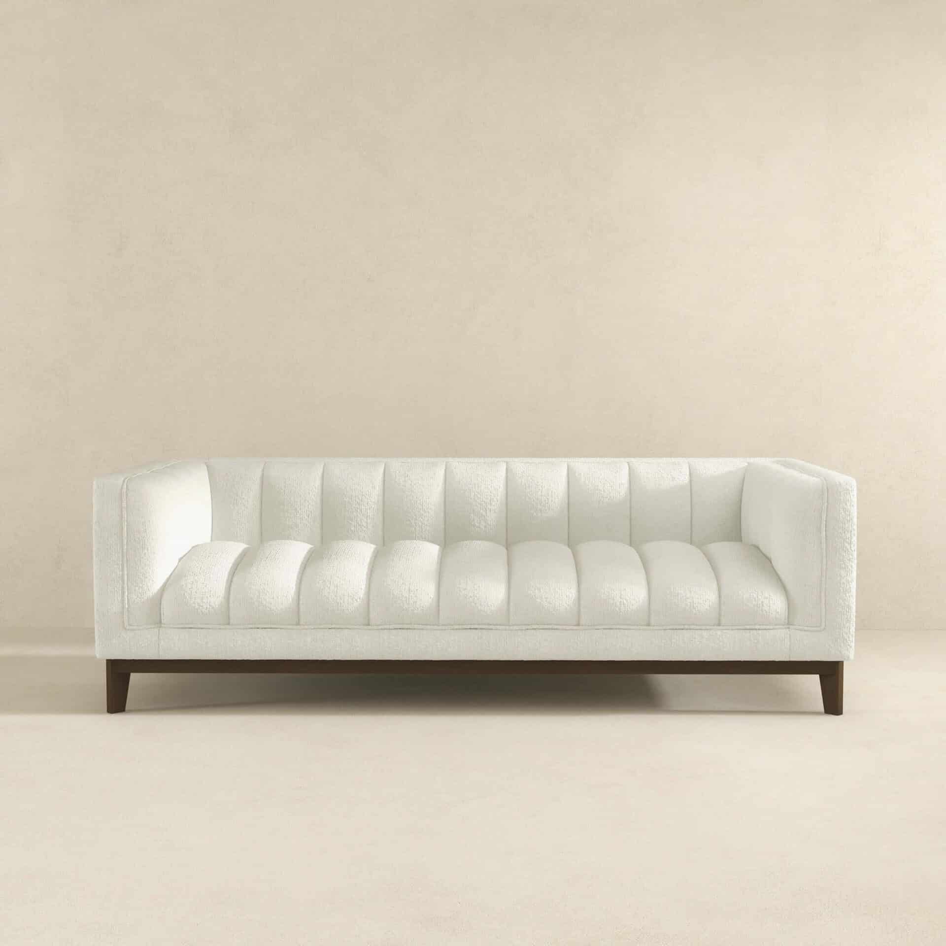 White Boucle Mid Century Modern Sofa for Living Rooms 10 White Boucle Mid Century Modern Sofa for Living Rooms
