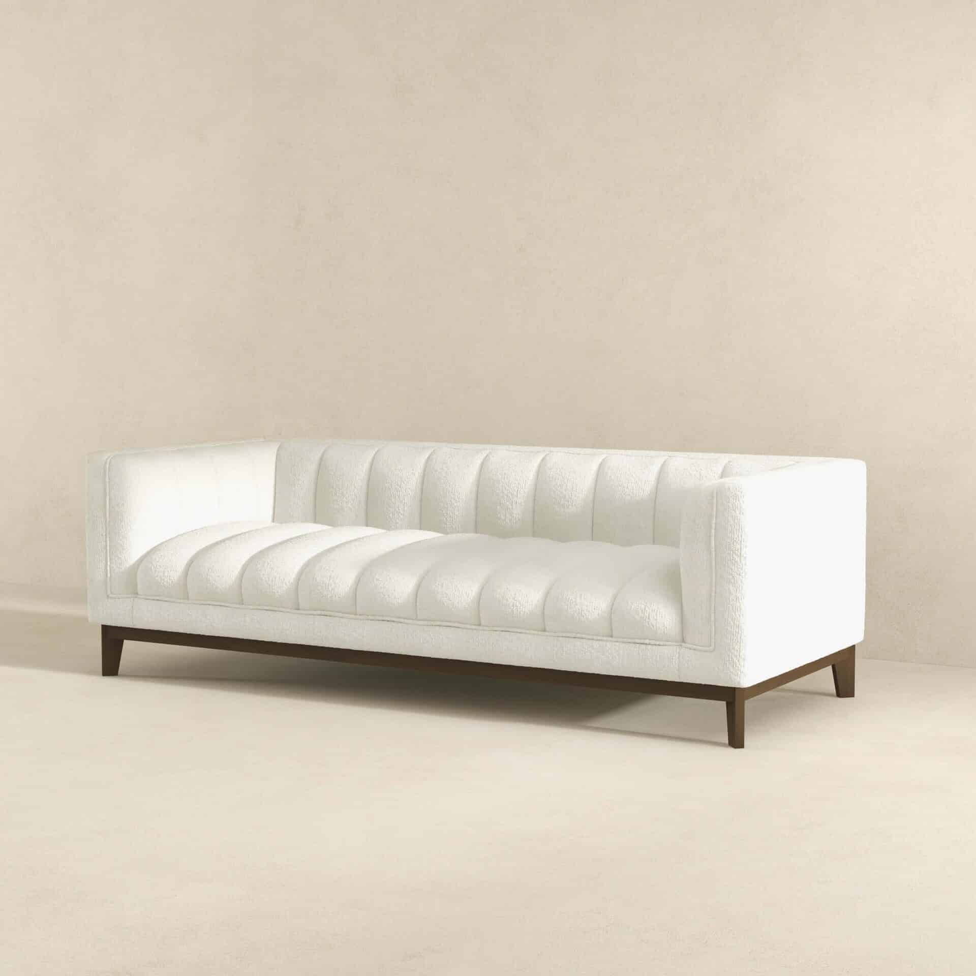 White Boucle Mid Century Modern Sofa for Living Rooms 11 White Boucle Mid Century Modern Sofa for Living Rooms