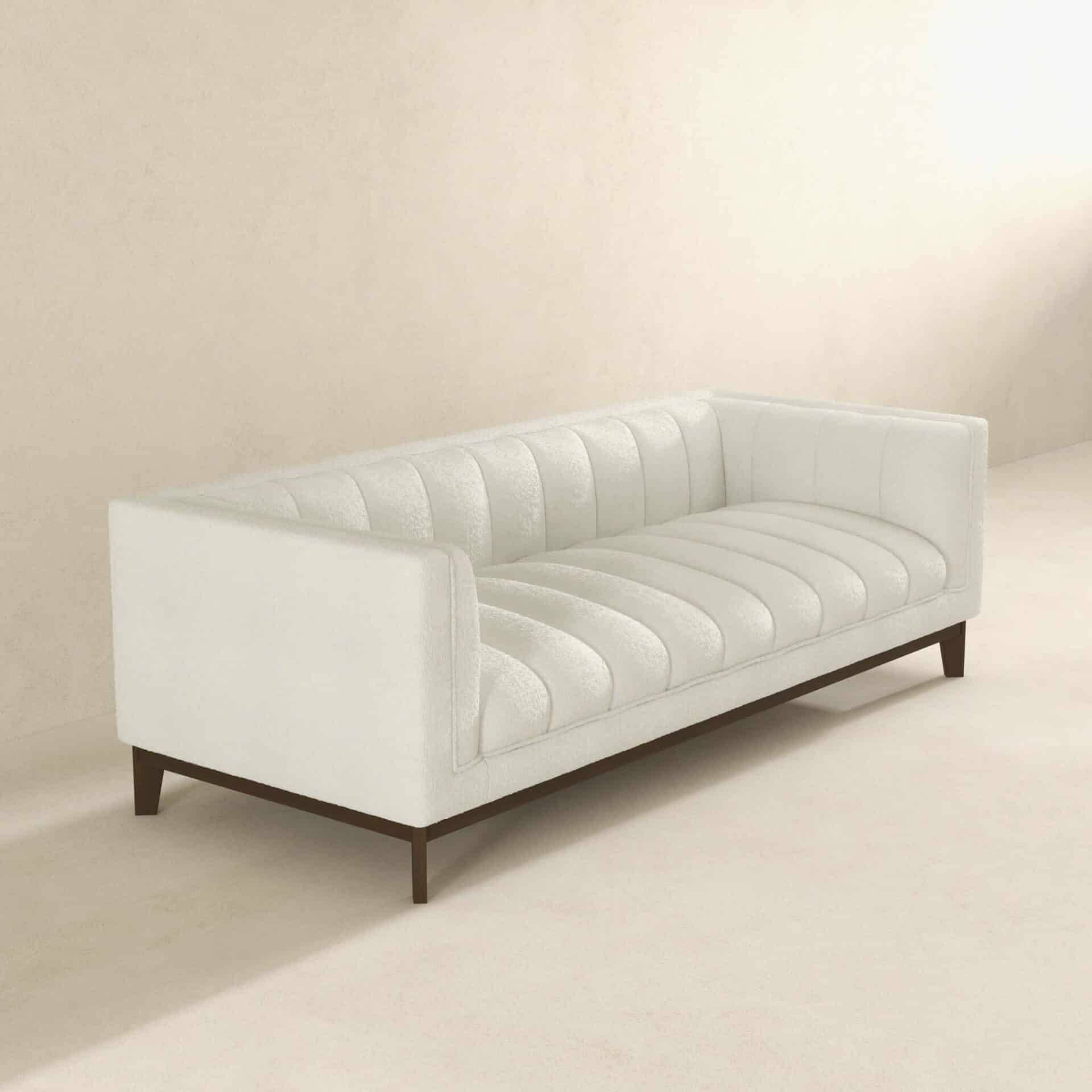 White Boucle Mid Century Modern Sofa for Living Rooms 5 White Boucle Mid Century Modern Sofa for Living Rooms - Image 5