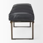 Jessie 55L x 16W Black Leather Seat W/Gold Metal Base Accent Bench