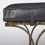 Jessie 55L x 16W Black Leather Seat W/Gold Metal Base Accent Bench