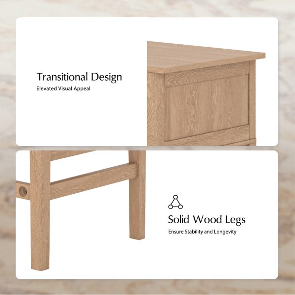 Jessy Oak Transitional Desk with Hidden Drawers and Cable Hole 4