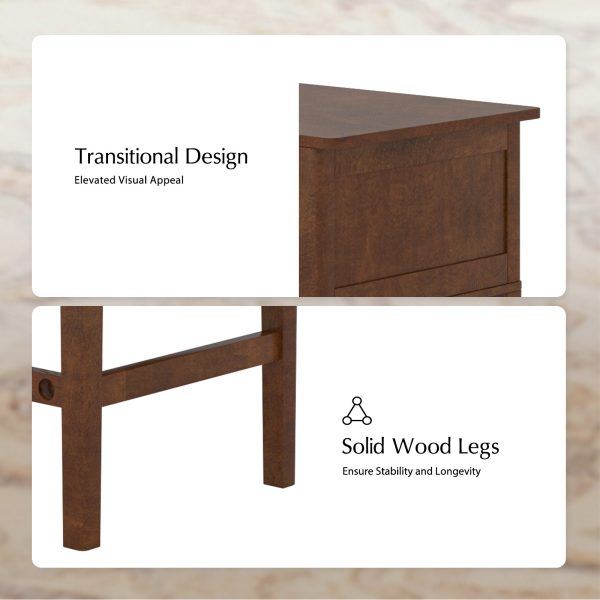 Jessy Walnut Transitional Desk with Hidden Drawers and Cable Hole 4