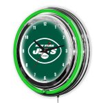 Jets 14" Neon Clock Chrome, Two-Tone Lights, NFL Licensed