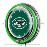 Jets 14" Neon Clock Chrome, Two-Tone Lights, NFL Licensed