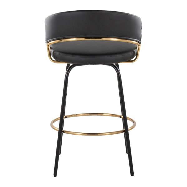 Jie 26 Inch Black Faux Leather Contemporary Counter Stools Set of 2 10