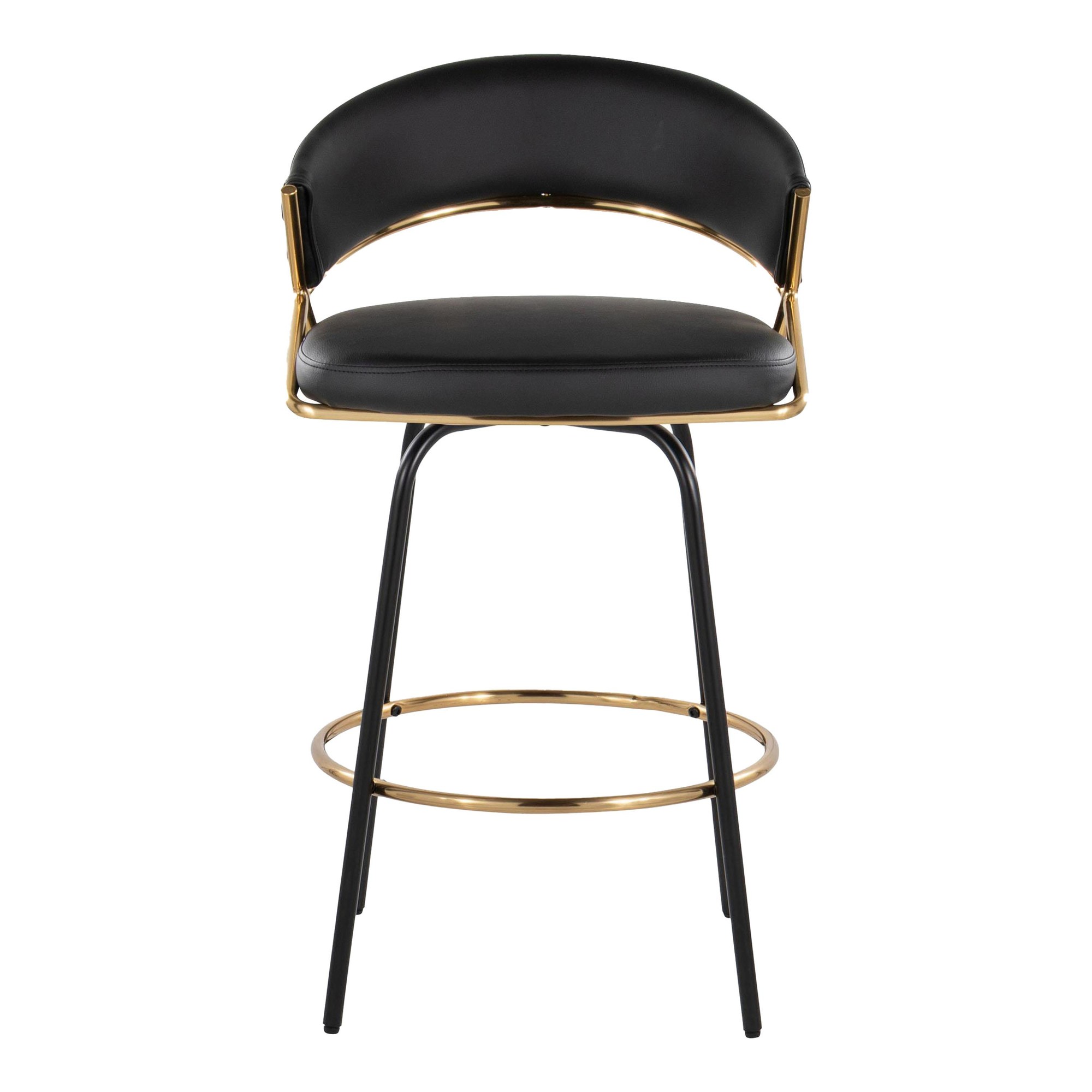Jie 26-Inch Black Faux Leather Contemporary Counter Stools (Set of 2) 12 Jie 26-Inch Black Faux Leather Contemporary Counter Stools (Set of 2) - Image 12