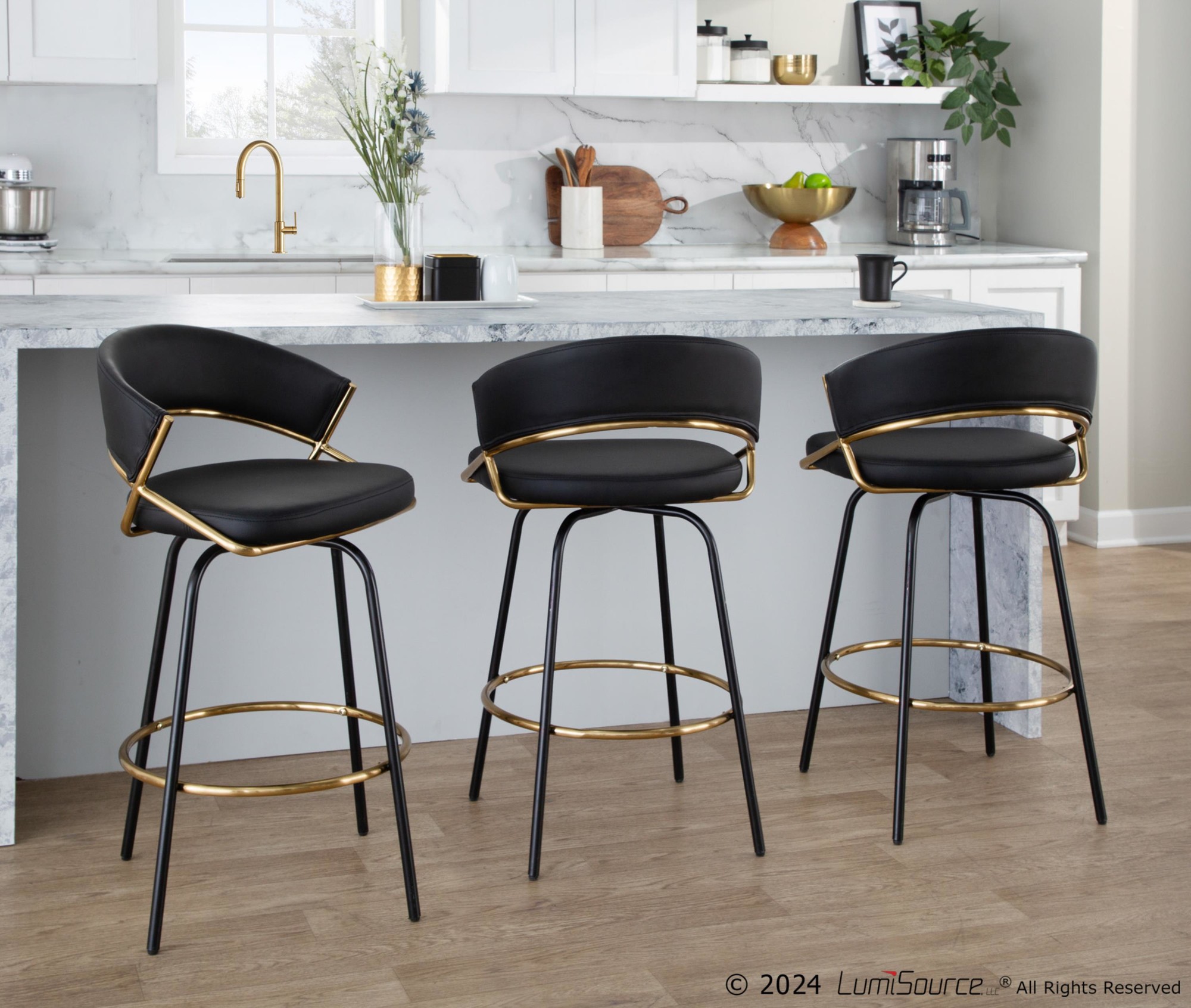 Jie 26-Inch Black Faux Leather Contemporary Counter Stools (Set of 2) 5 Jie 26-Inch Black Faux Leather Contemporary Counter Stools (Set of 2) - Image 5