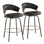 Jie 26-Inch Black Faux Leather Contemporary Counter Stools (Set of 2) 20 Jie 26-Inch Black Faux Leather Contemporary Counter Stools (Set of 2)