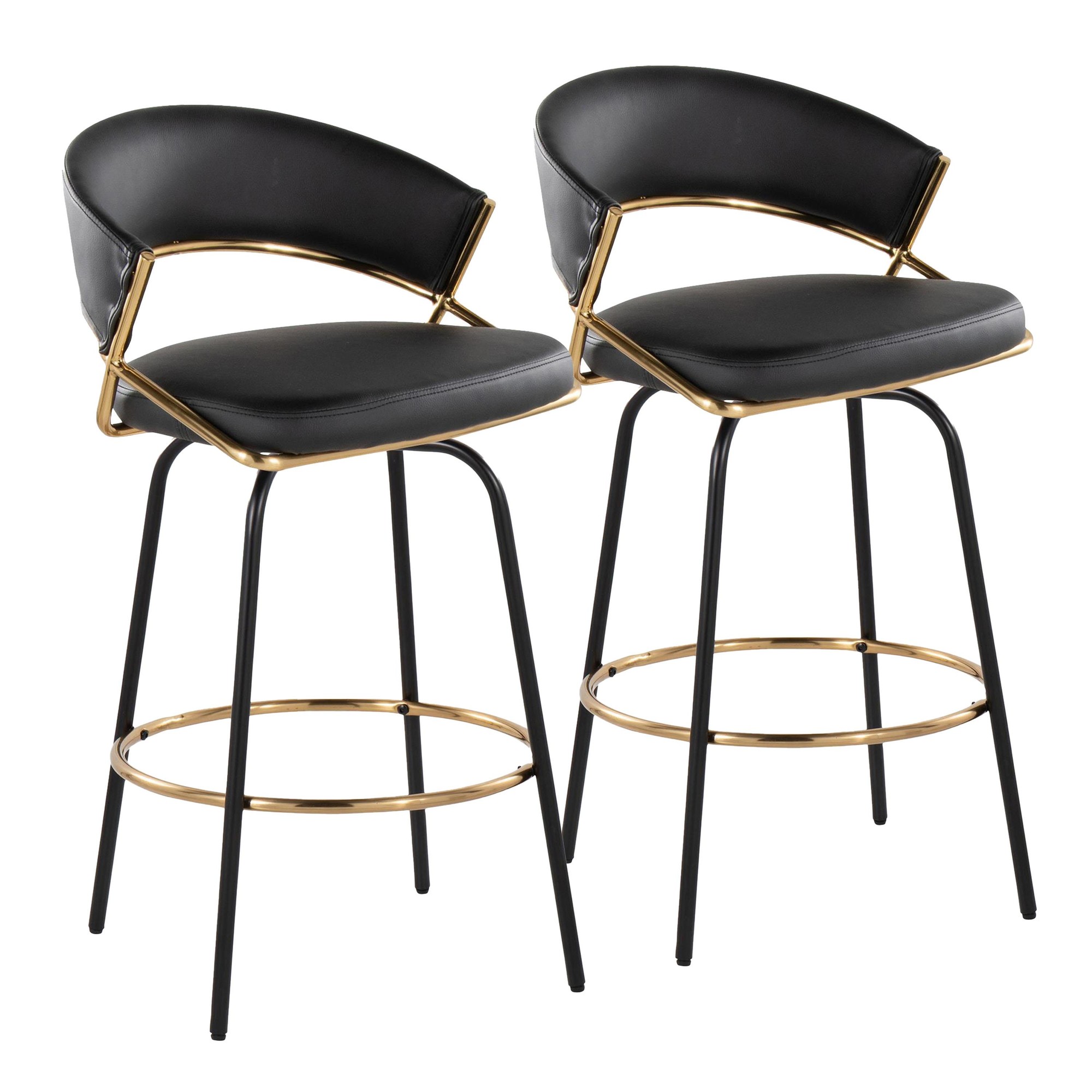 Jie 26-Inch Black Faux Leather Contemporary Counter Stools (Set of 2) 7 Jie 26-Inch Black Faux Leather Contemporary Counter Stools (Set of 2) - Image 7