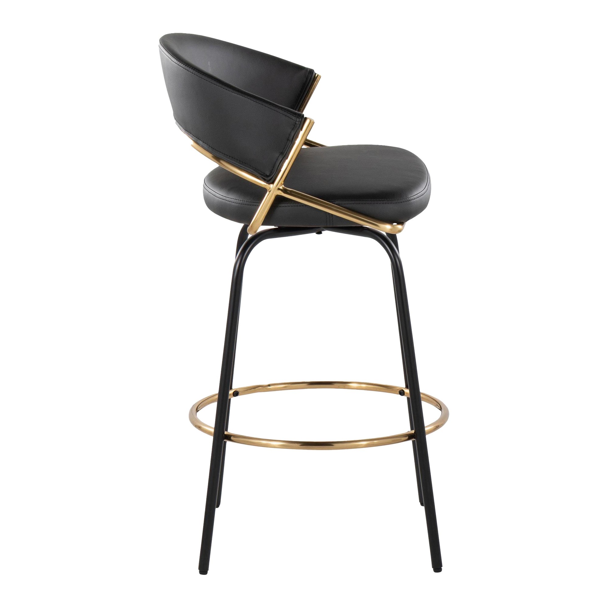 Jie 26-Inch Black Faux Leather Contemporary Counter Stools (Set of 2) 9 Jie 26-Inch Black Faux Leather Contemporary Counter Stools (Set of 2) - Image 9