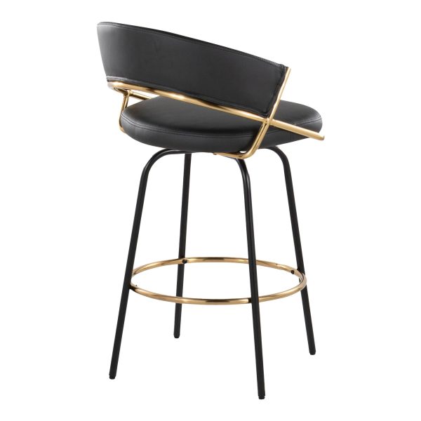 Jie 26 Inch Black Faux Leather Contemporary Counter Stools Set of 2 9