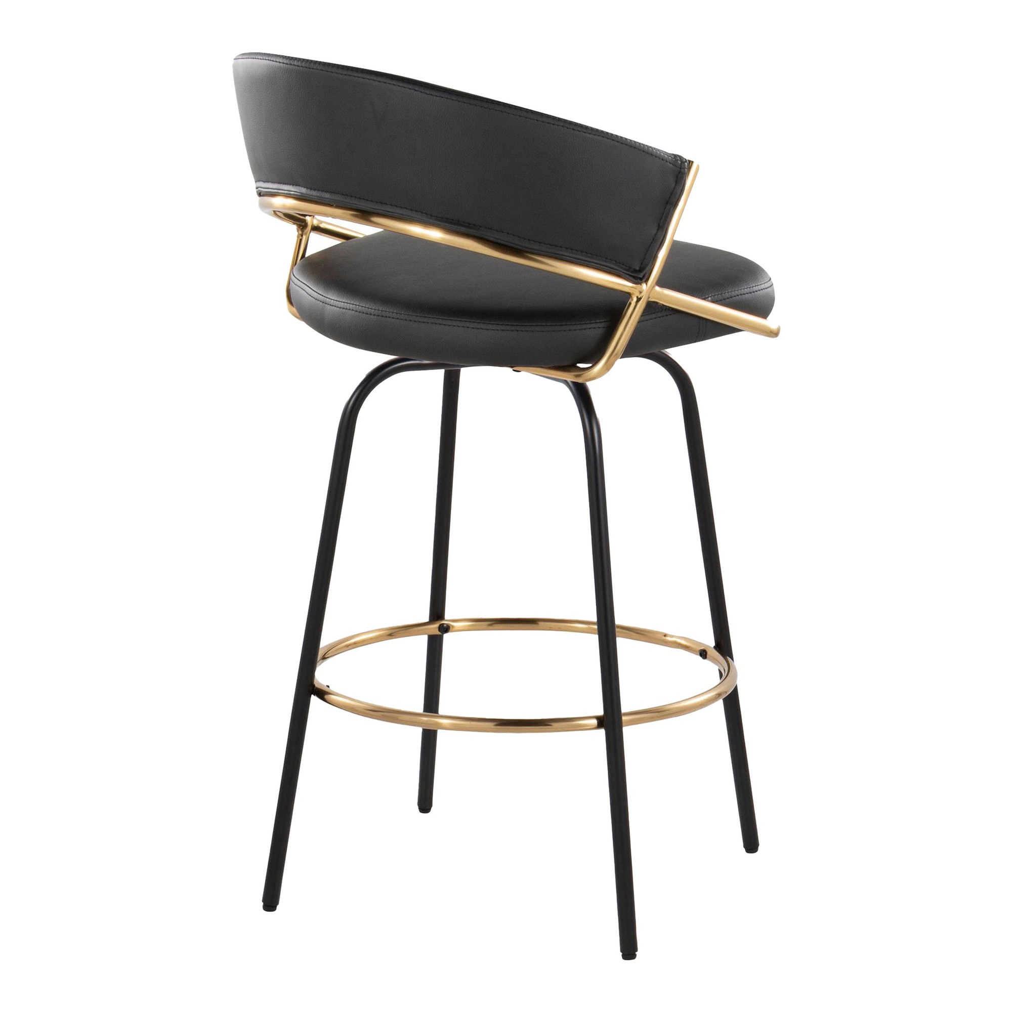 Jie 26-Inch Black Faux Leather Contemporary Counter Stools (Set of 2) 10 Jie 26-Inch Black Faux Leather Contemporary Counter Stools (Set of 2) - Image 10