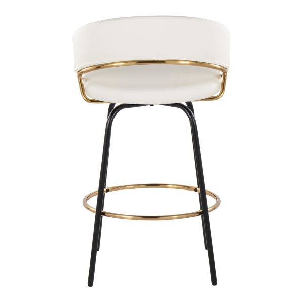 Jie 26 White Faux Leather Contemporary Swivel Stool Set of 2 10