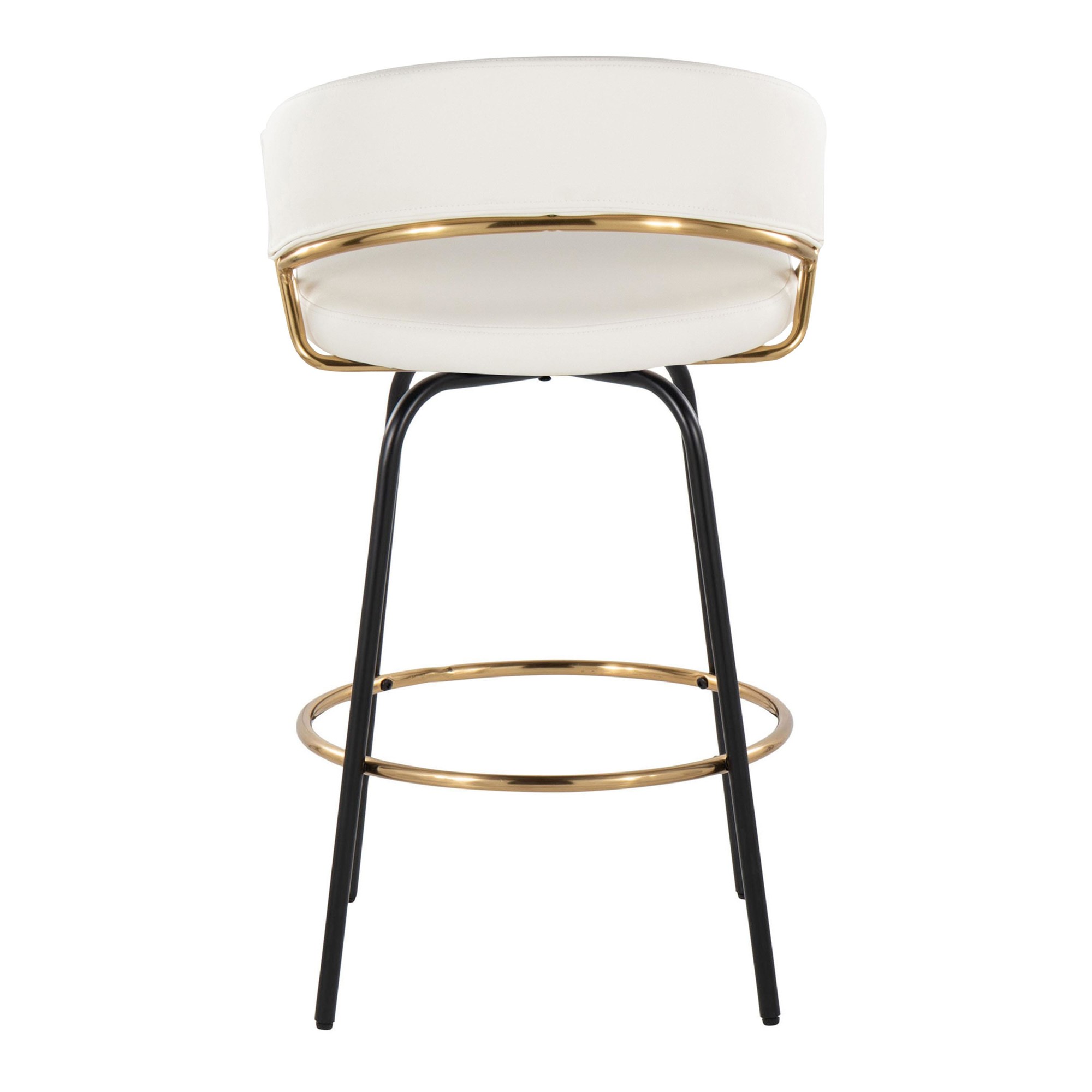 Jie 26 White Faux Leather Contemporary Swivel Stool (Set of 2) 11 Jie 26 White Faux Leather Contemporary Swivel Stool (Set of 2) - Image 11