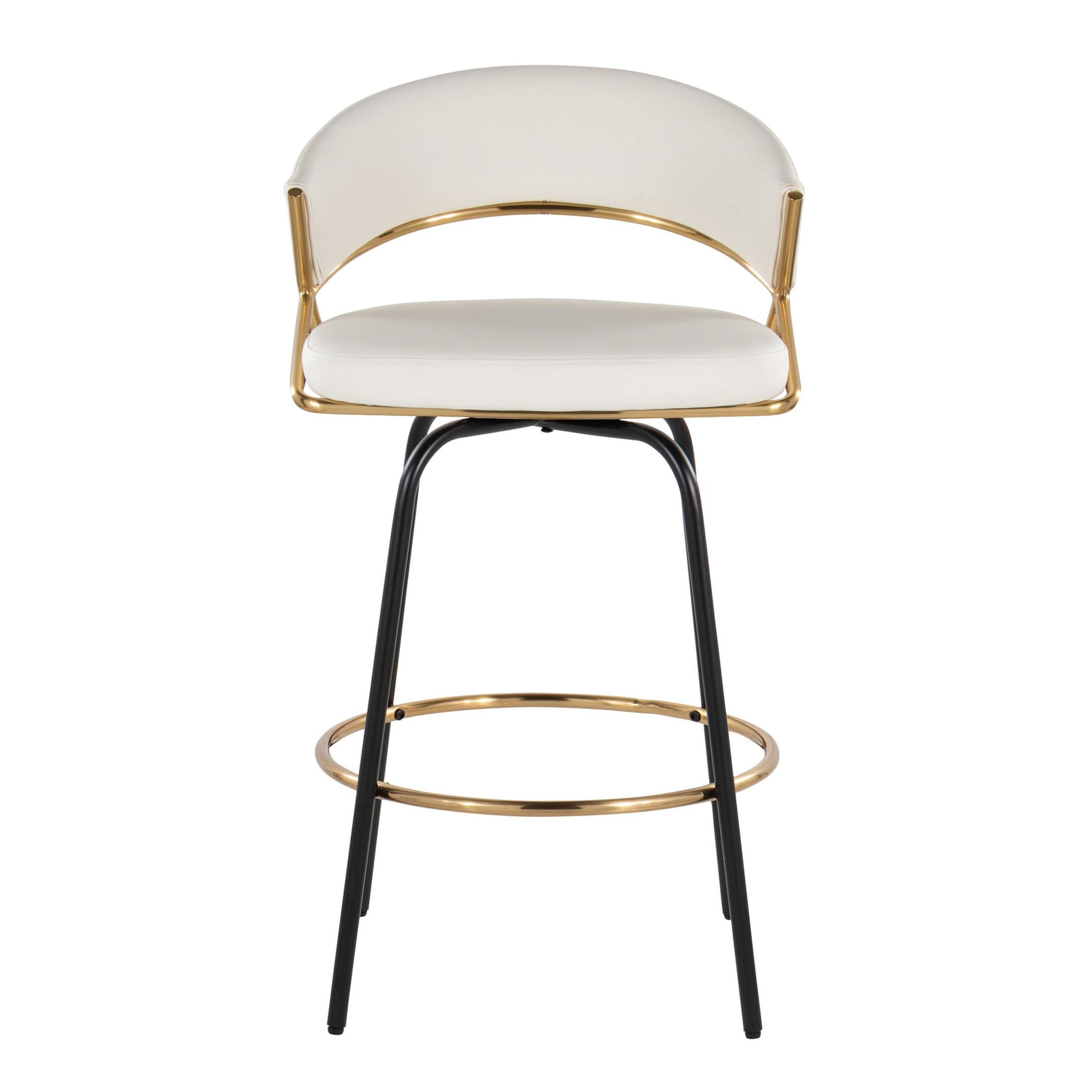 Jie 26 White Faux Leather Contemporary Swivel Stool (Set of 2) 12 Jie 26 White Faux Leather Contemporary Swivel Stool (Set of 2) - Image 12