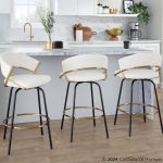 Jie 26 White Faux Leather Contemporary Swivel Stool (Set of 2) 14 Jie 26 White Faux Leather Contemporary Swivel Stool (Set of 2)