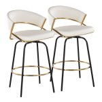 Jie 26 White Faux Leather Contemporary Swivel Stool (Set of 2) 20 Jie 26 White Faux Leather Contemporary Swivel Stool (Set of 2)