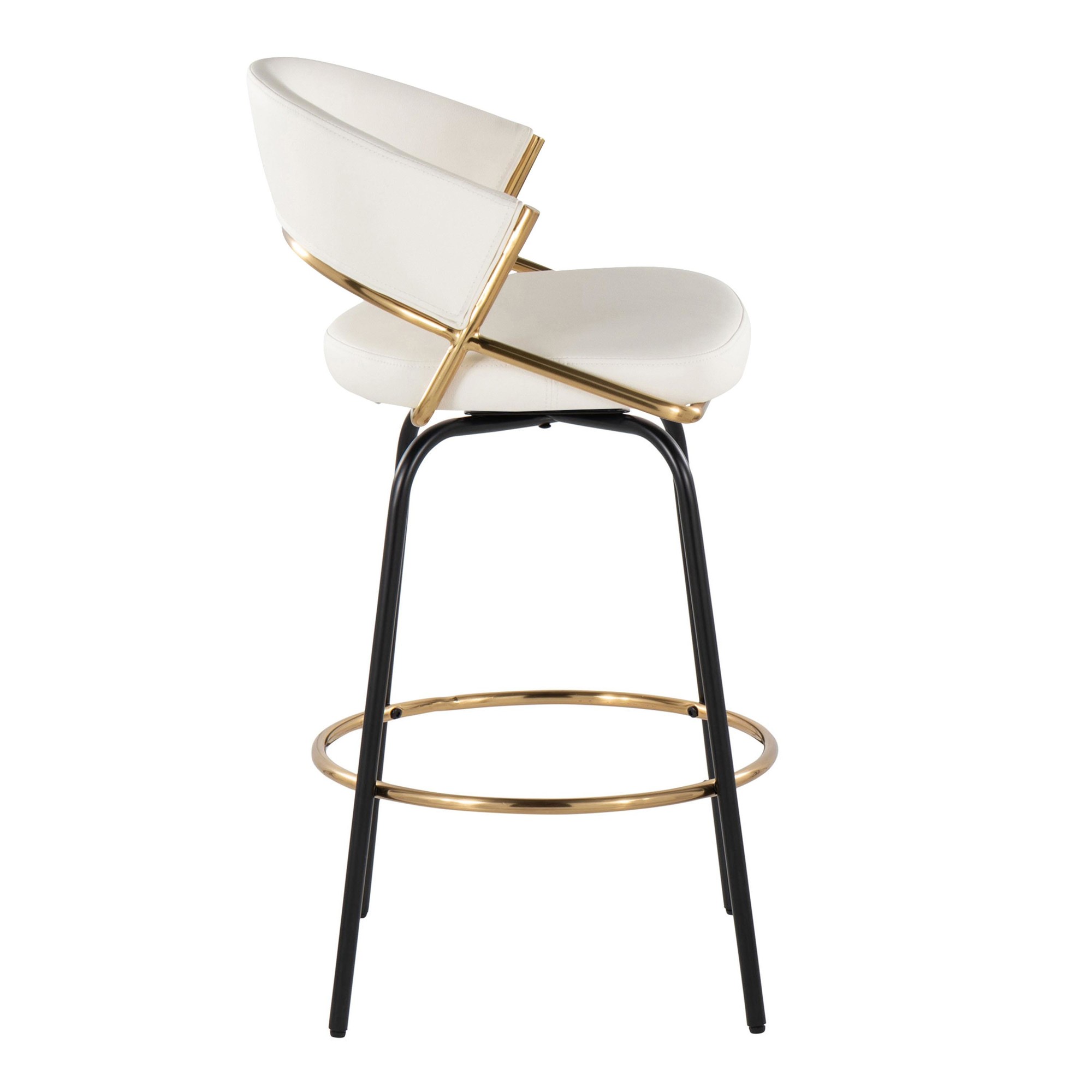 Jie 26 White Faux Leather Contemporary Swivel Stool (Set of 2) 9 Jie 26 White Faux Leather Contemporary Swivel Stool (Set of 2) - Image 9
