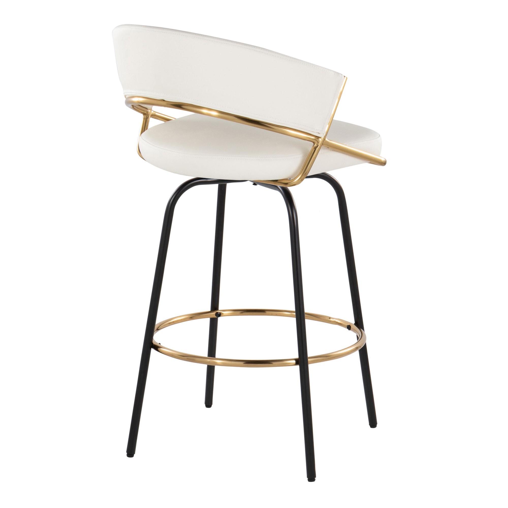 Jie 26 White Faux Leather Contemporary Swivel Stool (Set of 2) 10 Jie 26 White Faux Leather Contemporary Swivel Stool (Set of 2) - Image 10