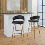 Jie 30" Contemporary Swivel Barstool Gold and Black (Set of 2) (Set of 2) 13 Jie 30" Contemporary Swivel Barstool Gold and Black (Set of 2) (Set of 2)