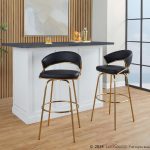 Jie 30" Contemporary Swivel Barstool Gold and Black (Set of 2) (Set of 2) 12 Jie 30" Contemporary Swivel Barstool Gold and Black (Set of 2) (Set of 2)