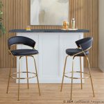 Jie 30" Contemporary Swivel Barstool Gold and Black (Set of 2) (Set of 2) 14 Jie 30" Contemporary Swivel Barstool Gold and Black (Set of 2) (Set of 2)